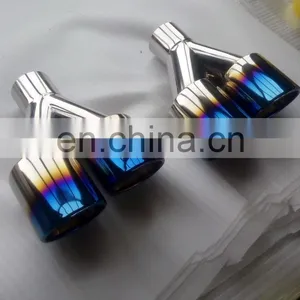 Rolled Slanted Angle Cut Oval 304 Stainless Steel Racing Car Round Resonated Rolled Titanium Exhaust Pipe Tip thumbnail-5