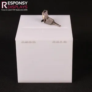 Countertop Sales Promotion White Acrylic Money Saving Display Box For With Locks thumbnail-3