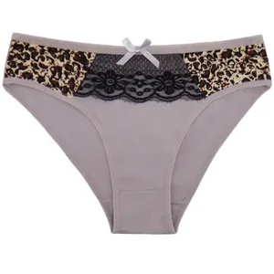Yun Meng Ni Sexy Underwear Front Leopard Printed With Lace Briefs Soft Cottton Panties thumbnail-5