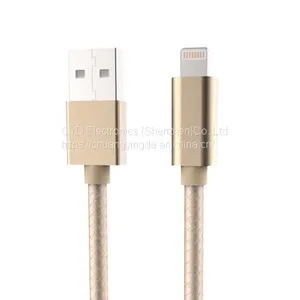 USB Nylon Braided Metal Housing USB Cable for IPhone, IPad, IPod thumbnail-1