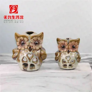 European-style Creative Retro Home LED Lamp Hollow-out Owl Resin Crafts Decorations thumbnail-4