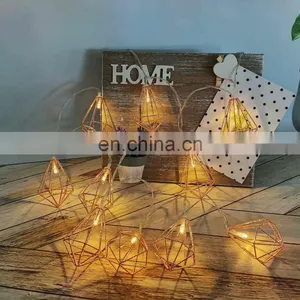 Good Quality Battery Powered LED Metal Diamond Shape String Light For Home Decoration thumbnail-2