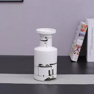 Hand Painted White Baseball Campus Large Combined Type Ceramic Vase Modern Simple Decoration thumbnail-3