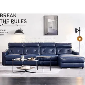 Italian-Style Sofa Cinema Living Room Minimalist Combination First Layer Cowhide Corner Sofa thumbnail-2