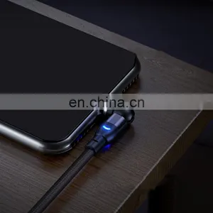 Wholesale 540 Rotation Magnet Charging Phone 3in 1 2M Nylon Led Micro USB Type C Magnetic Charging Cable for Phone thumbnail-5