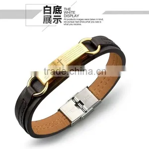 Genuine PU Leather Screw Bracelets 316L Stainless Steel Spanish Bible the Lord's Prayer Bangles thumbnail-3