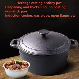 Hot Selling Black Round Camping Saucepan 20/23/26/28 cm Non Stick Cookware Set Cheap Cookware Dutch Oven Cast Iron Stockpot thumbnail-3