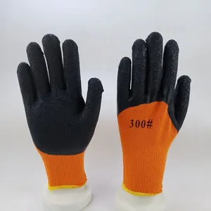 Terry Liner Thickened Polyester Thread 7 Gauge Knitted Wrinkled Latex Palm Coated Safety Work Gloves thumbnail-1