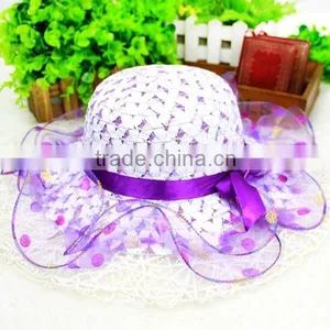 Factory Price Lace Cheap Sun Visor Hat for Kids Children Sun Visor Hat With Bowknot Shading Straw Hat 6colors thumbnail-6