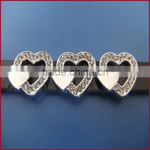 10mm Full Diamond Double Heart Shaped Slide Charms Diy Jewellery Accessories thumbnail-1