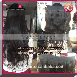 Human Hair Extension Halo Hair Extension 8A Brazilian Unprocessed Virgin Remy Hair Extension Flip in Hair Extension thumbnail-4