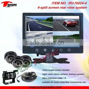 RV-7002V-4 7 Inch Car Rear View Camera System With 4-split Screen Monitor for Heavy Duty Vehicles thumbnail-1