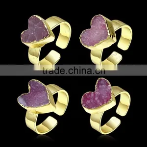Available Stock Jewelry Natural Crystal Heart Ring Design Wholesale thumbnail-5