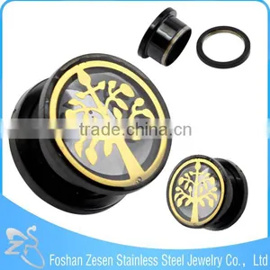 TP011436 Hot Fashion Piercing Surgical Steel Black Lotus Ear Plugs in Body Jewelry thumbnail-4