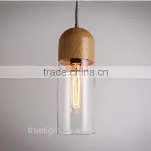 Modern Glass Pendant Lamp and Chandelier With Wood Grain Paint China Supplier thumbnail-1
