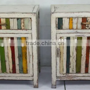Chinese Antique Colourful Bedside Cabinet thumbnail-1