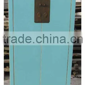 Chinese Antique Cyan Wardrobe / Wedding Cabinet thumbnail-1