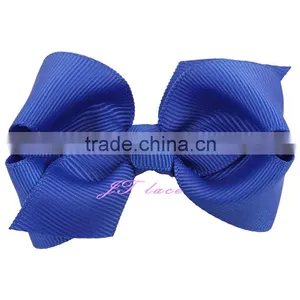 Royal Ribbon Hair Bow Headband- Shabby Ribbon Bow- Solid Ribbon Bow thumbnail-1