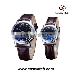 Nice Watches for Men and Women Cheap Leather Pair Quartz Wrist Watches for Promotion Custom Logo Leather Band Couple Watches thumbnail-1