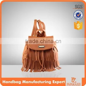 4762 Bohemia Style Tassels Featured Brown PU Material High Quality Women Backpack Quality Choice thumbnail-1