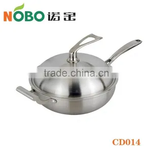 Top Quality Food Grade 304 Stainless Steel Cookng Frying Pan With Lids thumbnail-3