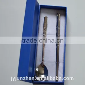 Korean Spoon and Chopstick Set With Gift Blue Box Packing thumbnail-1