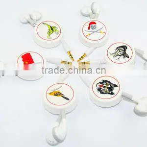 Newest Retractable Earphone With Customs Imprint Epoxy Logo thumbnail-1