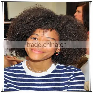 Hot Sell Jet Black Kinky Twist Curly Afro Lace Wigs For Black Woman Skin Based Virgin Brazilian Hair 5*5 Silk Top Wig thumbnail-1