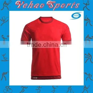 Custom Red Solid Color Blank Soccer Jersey thumbnail-1