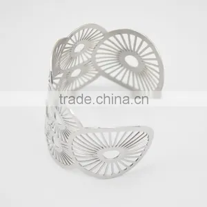 Polished Silver Hollow Geometric Adjustable Bangle Bracelet Stainless Steel Jewelry Quality Choice thumbnail-4