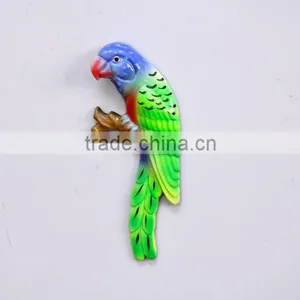 5 Inch Plastic Pearl Powder Flat Parrot Birds Fridge Magnet, Handicraft Wall Hanging thumbnail-3