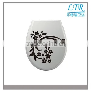 Printed Flower Toilet Seat With New Style Soft Close Toilet Hinges thumbnail-2
