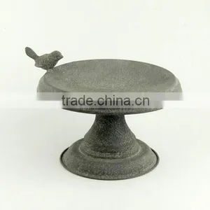 Small Round Antique Gray Metal Bird Feeder thumbnail-1