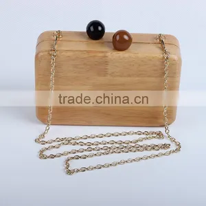 Girls Catwalks Funny Bag Wooden Jewelry Box Evening Bag Bridal Wood Clutch Bag Chain Shoulder Bag Mini Pouch Handbags thumbnail-4