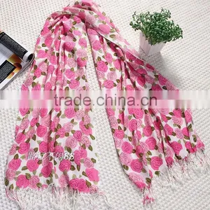 Rose Flower Printed Pashmina Scarf 15 thumbnail-1