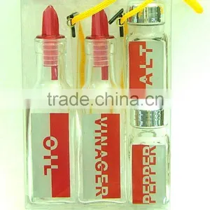 TW417K12P 4pcs Glass Cruet Jar Set With Printing for Oil Vinegar Salt and Pepper thumbnail-1