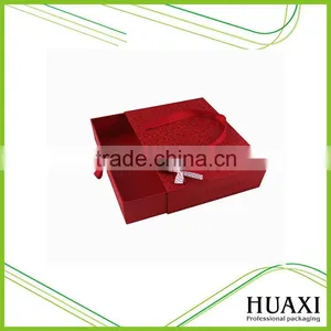 Red Paper Drawer Box Wedding Gift Box With Ribbon Handle thumbnail-1