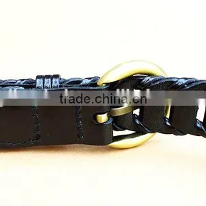 Ladies Skinny Braided Genuine Leather Belt thumbnail-3