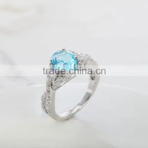 Exquisite 925 Silver Wedding Oval Shape Sky Blue Topaz Ring .natural Gemstone Ring thumbnail-3