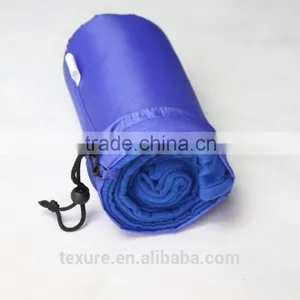 Royal Blue Lightweight Polyester Polar Fleece Airline Travel Home Blanket With Pouch thumbnail-3