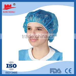 Good Quality White Red Blue Pink Waterproof Disposable PE Shower Cap Hotel thumbnail-3