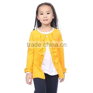 Wholesale Boutique Girl Clothing Solid Ruffle Cotton Long Sleeve Blouses thumbnail-2