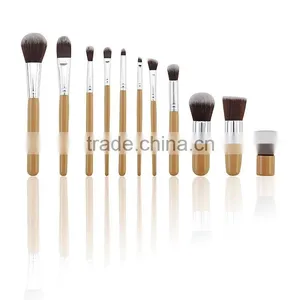 11 Pieces Makeup Brush Set Professional Bamboo Handle Premium Synthetic Kabuki Cosmetics Brushes Kit With Bag thumbnail-5
