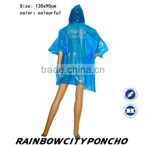 Promotinal PE Poncho Rain Cape Raincoat With Logo Print Two Place Two Position Logo Print thumbnail-1