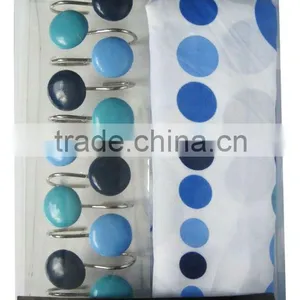 Amazing Design Polyester Bathroom Shower Curtain Set (polyester Shower Curtain and 12pcs Poly Resin Hooks) thumbnail-1