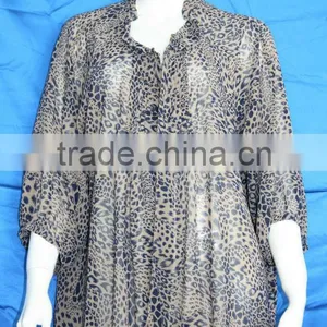 New Design Printed Chiffon Blouse for Middle Aged Women thumbnail-1