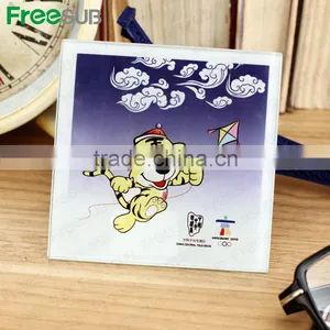 Customed Logo Printing L100*H100*W4mm Square Coaster Sublimation Toughened Blank Glass Photo Coaster thumbnail-1