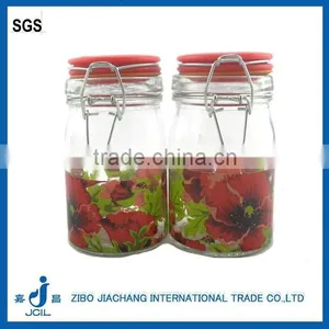 350ml Glass Empty Preserving Honey Jars With Red Ceramic Lid thumbnail-2