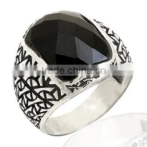925K Sterling Silver Onyx Men Ring thumbnail-1