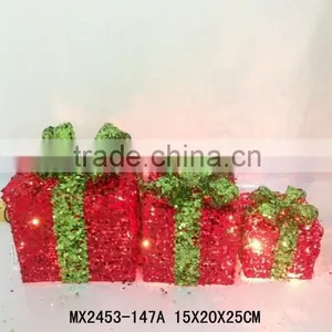 Party Christmas Decoration - Glitter Gift Box S/3 thumbnail-1